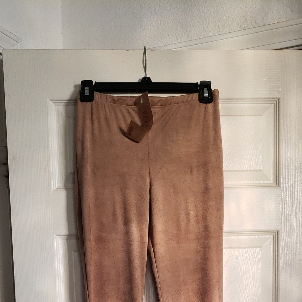 Black Bead Soft Suede Flare Pants NWT